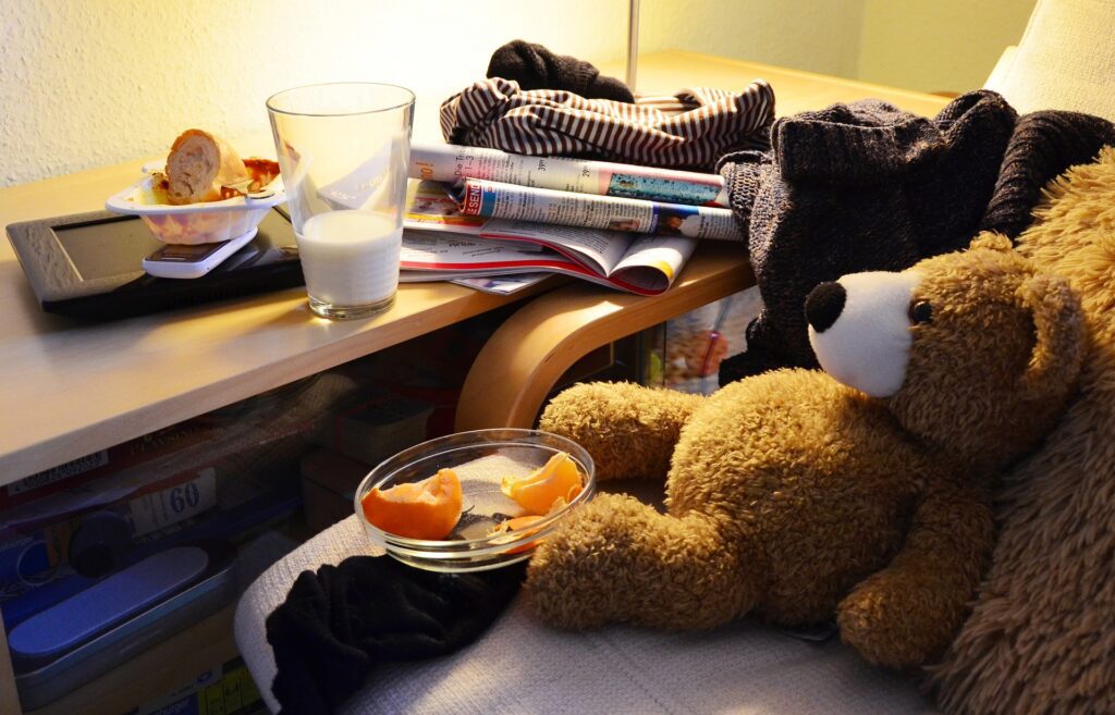 showing cluttered chair and desk - mum guilt for not being on top of all the chores at home