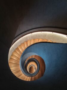 spiralling staircase visualising a dwindling career